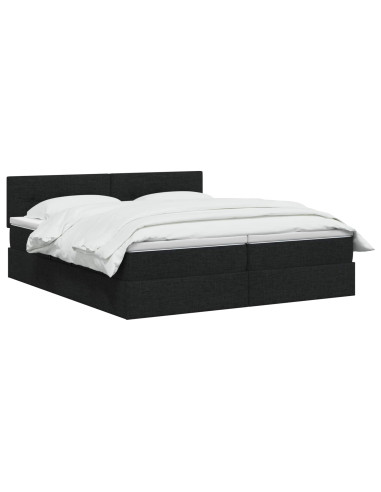 Letto con contenitore LED e materasso Nero 180 x 200 cm Tessuto