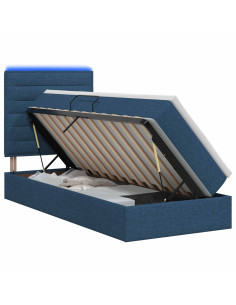 Letto con contenitore LED e materasso Blu 90 x 200 cm Tessuto