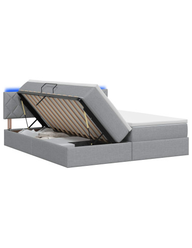Letto con contenitore LED e materasso Grigio Chiaro