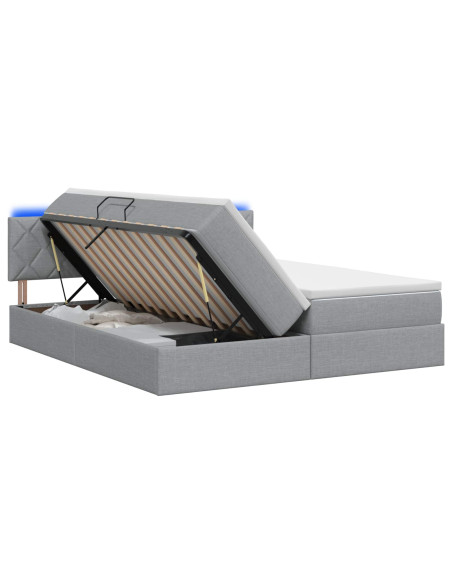 Letto con contenitore LED e materasso Grigio Chiaro