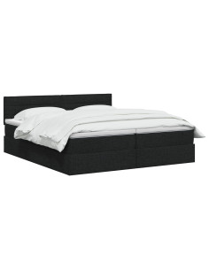 Letto con contenitore LED e materasso Nero 180 x 200 cm Tessuto 2