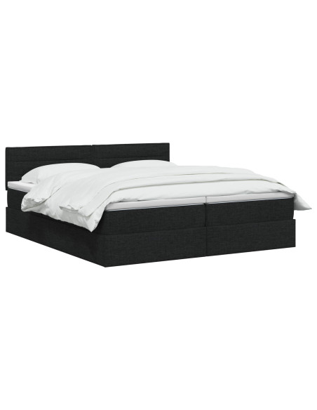 Letto con contenitore LED e materasso Nero 180 x 200 cm Tessuto