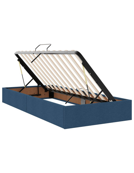 Letto con contenitore LED e materasso Blu 200 x 200 cm Tessuto