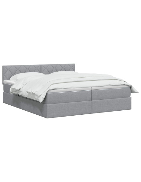 Letto con contenitore LED e materasso Grigio Chiaro