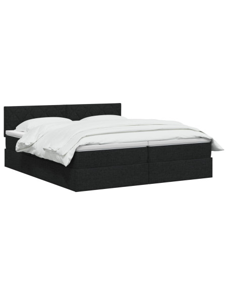 Letto con contenitore LED e materasso Nero 200 x 200 cm Tessuto