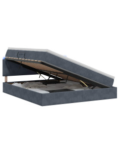 Letto con contenitore LED e materasso Grigio Scuro 160 x 200 cm