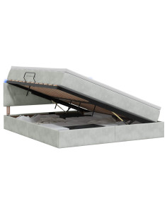Letto con contenitore LED e materasso Grigio Chiaro