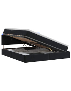 Letto con contenitore LED e materasso Nero 180 x 200 cm Velluto