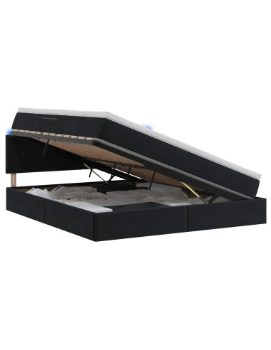 Letto con contenitore LED e materasso Nero 180 x 200 cm Velluto
