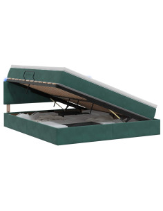 Letto con contenitore LED e materasso Verde Scuro 180 x 200 cm