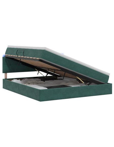 Letto con contenitore LED e materasso Verde Scuro 180 x 200 cm
