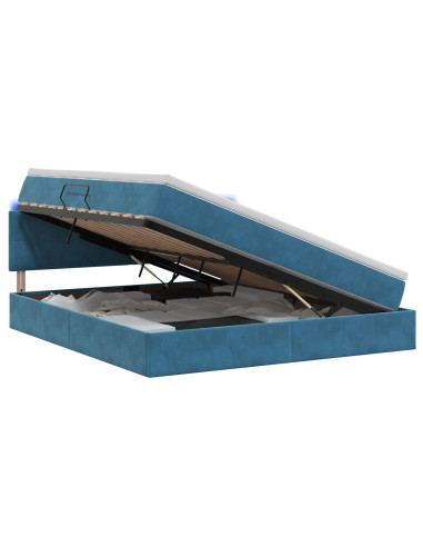 Letto con contenitore LED e materasso Blu Scuro 180 x 200 cm