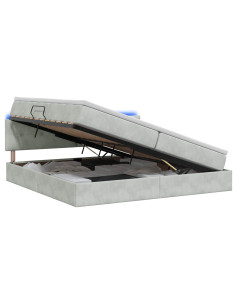Letto con contenitore LED e materasso Grigio Chiaro