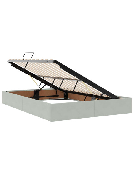 Letto con contenitore LED e materasso Grigio Chiaro