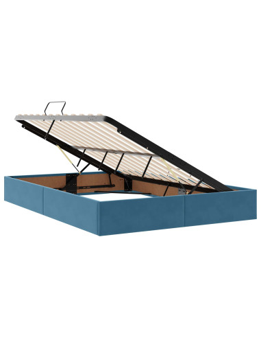 Letto con contenitore LED e materasso Blu Scuro 160 x 200 cm