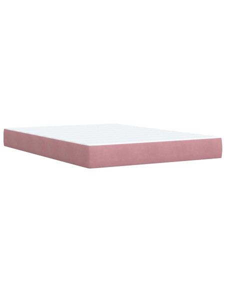 Letto con contenitore LED e materasso Rosa 160 x 200 cm Velluto