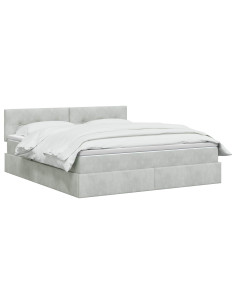 Letto con contenitore LED e materasso Grigio Chiaro 2
