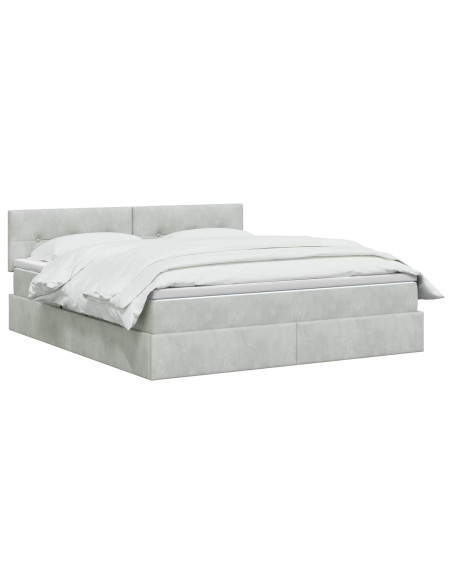 Letto con contenitore LED e materasso Grigio Chiaro