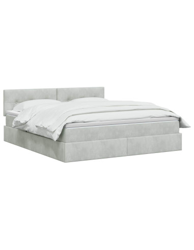 Letto con contenitore LED e materasso Grigio Chiaro