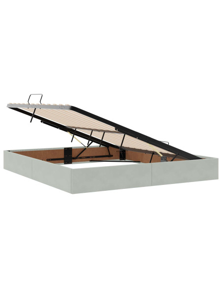 Letto con contenitore LED e materasso Grigio Chiaro