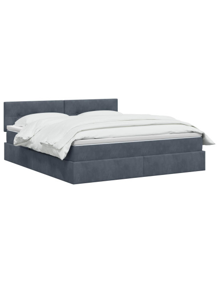 Letto con contenitore LED e materasso Grigio Scuro 180 x 200 cm
