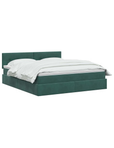 Letto con contenitore LED e materasso Verde Scuro 180 x 200 cm 2