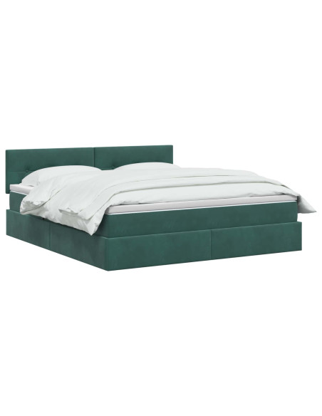 Letto con contenitore LED e materasso Verde Scuro 180 x 200 cm