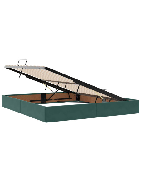 Letto con contenitore LED e materasso Verde Scuro 180 x 200 cm