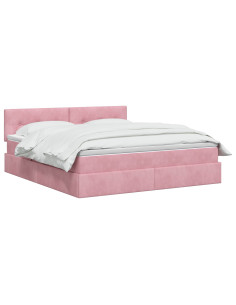 Letto con contenitore LED e materasso Rosa 180 x 200 cm Velluto 2