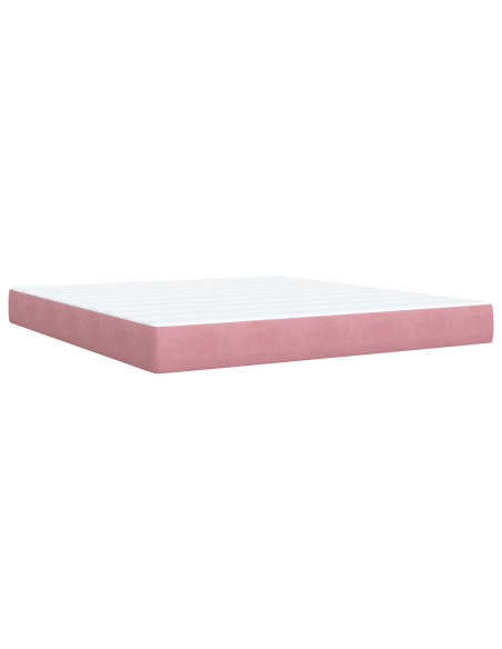 Letto con contenitore LED e materasso Rosa 180 x 200 cm Velluto
