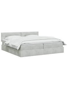 Letto con contenitore LED e materasso Grigio Chiaro 2