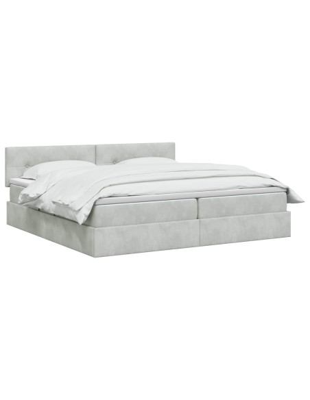 Letto con contenitore LED e materasso Grigio Chiaro