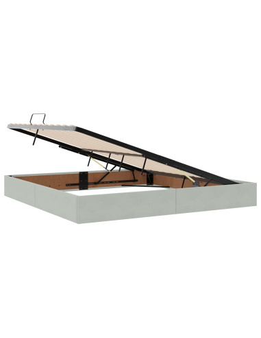 Letto con contenitore LED e materasso Grigio Chiaro
