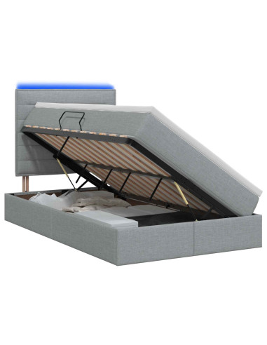 Letto con contenitore LED e materasso Grigio Chiaro