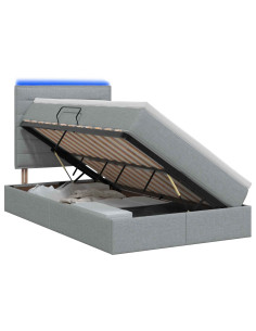 Letto con contenitore LED e materasso Grigio Chiaro