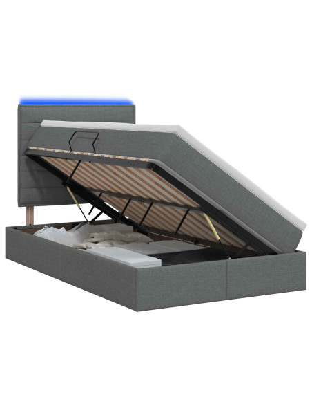 Letto con contenitore LED e materasso Grigio Scuro 120 x 200 cm