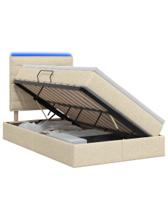 Letto con contenitore LED e materasso Crema 120 x 200 cm