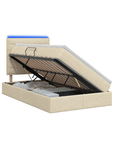 Letto con contenitore LED e materasso Crema 120 x 200 cm