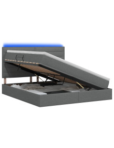 Letto con contenitore LED e materasso Grigio Scuro 140 x 200 cm