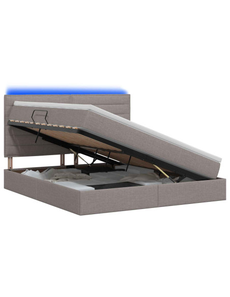 Letto con contenitore LED e materasso Tortora 140 x 200 cm