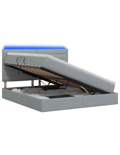 Letto con contenitore LED e materasso Grigio Chiaro