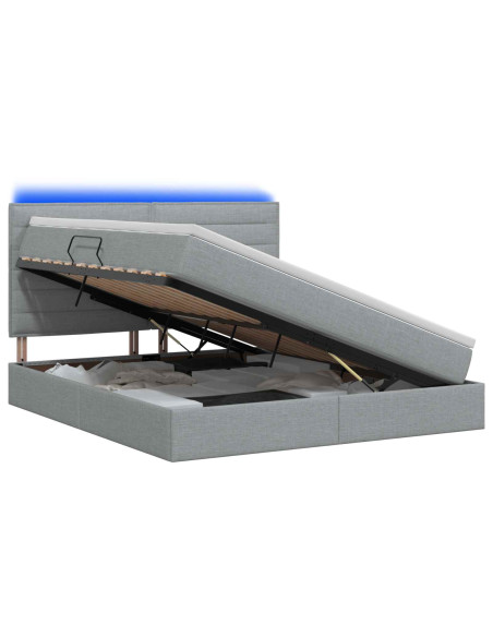 Letto con contenitore LED e materasso Grigio Chiaro