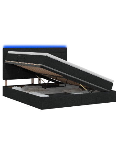 Letto con contenitore LED e materasso Nero 180 x 200 cm Tessuto