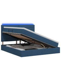 Letto con contenitore LED e materasso Blu 180 x 200 cm Tessuto