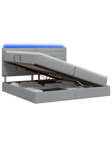 Letto con contenitore LED e materasso Grigio Chiaro