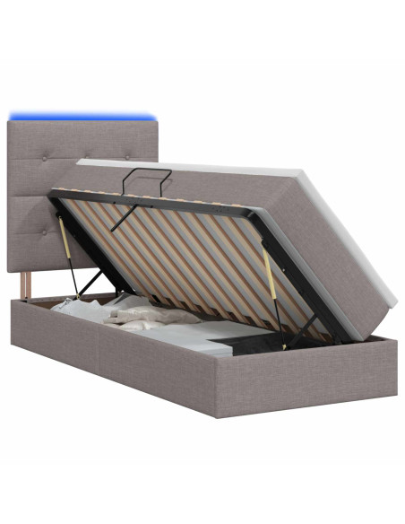 Letto con contenitore LED e materasso Tortora 90 x 190 cm