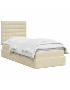 Letto con contenitore LED e materasso Crema 100 x 200 cm 2