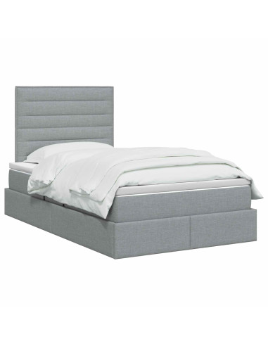 Letto con contenitore LED e materasso Grigio Chiaro