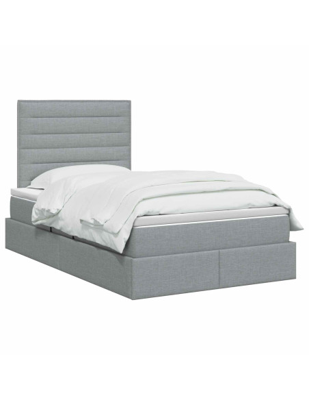 Letto con contenitore LED e materasso Grigio Chiaro