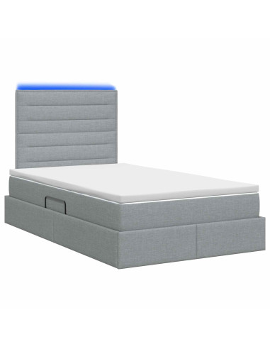Letto con contenitore LED e materasso Grigio Chiaro